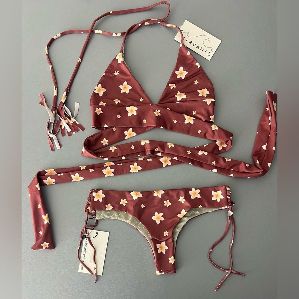 NWT Nirvanic PLUMERIA CLAY FAI TOP & Umica BOTTOM Swim Set size XS